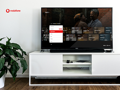 Vodafone TV Main Menu 4k arrow channel config menu option selection television tv vodafone