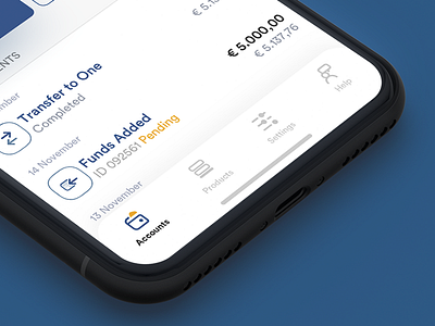 Fintech App — Main Account view