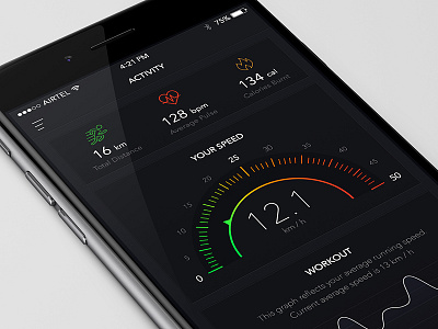 Fitness App Concept fitness health ios iphone meter running speed speedometer