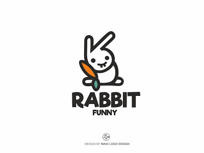 Funny Bunny - Rabbit Logo animal art bunny bunny design carot cartton cute heart logo logo design logotype love mascot pet photography rabbit rabbit love rabbits run