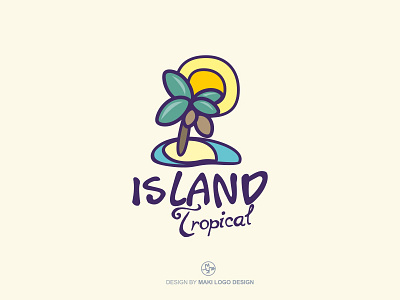Tropical Island Logo art beach coconut heart island island logo isle love nature ocean palm paradise photography sailing sea summer sun surf travel tropical
