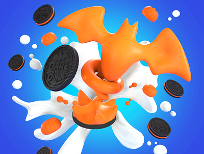 Oreo Boo Bat 3d art art branding design graphic design icon illustration illustrator logo maxonc4d octanerender vector