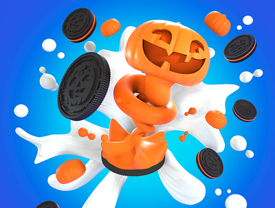Oreo Boo Pumpkin 3d art art branding design graphic design icon illustration illustrator logo maxonc4d octanerender vector