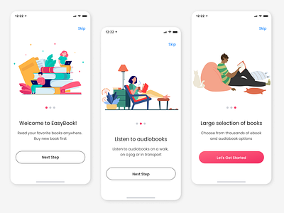 EasyBook - online book mobile app app book design illustration minimal mobile online ui ux web