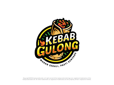 Kebab Gulong Logo badge burger burrito cafe design emblem graphic illustrator kebab logo restaurant wrap