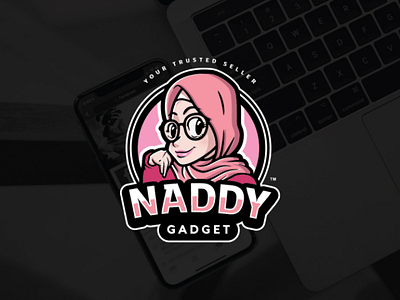 NADDY GADGET LOGO badge character design digital emblem female girl illustration logo