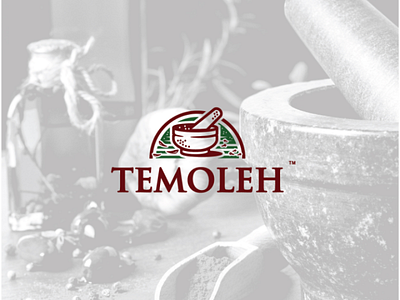 Temoleh Kitchen Logo chef cook fish kitchen pestlemortar restaurant spice