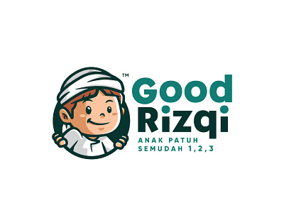 Islamic Good Rizqi Logo Design (Serban version) adobe boy brand branding characters drawing education emblem graphic graphicdesign illustration illustrator islam islamic logo logodesign mascot school vector