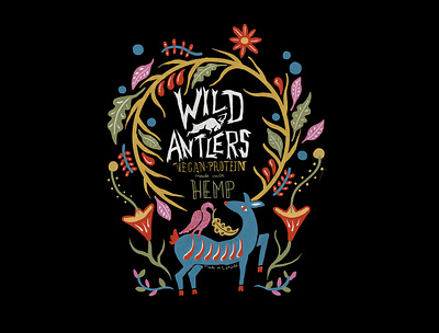 Wild Antlers | Vegan Protein branding canada design folk folkart graphicdesign illustration protein vegan