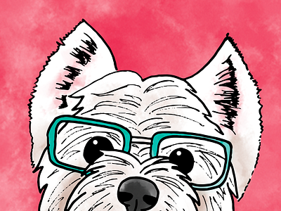 Miss Westie digital art dog illustration watercolour