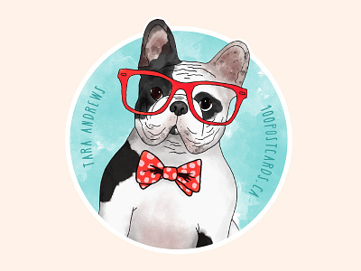 Beau the French Bulldog bowtie cute dog frenchie glasses illustration