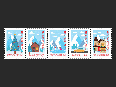 Christmas Postage Stamp Design christmas freelance business freelance designer freelance illustrator illustration art postage postage stamp postal vector art vector artwork winter