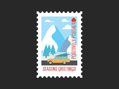 Christmas Postage Stamp #4 christmas christmas card christmas tree design flat design graphic design postage postage stamp vector vector artwork winter