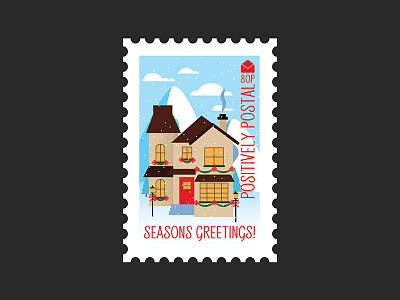 Christmas Postage Stamp #5 christmas christmas village decorated house design graphic design illustration illustrator postage postage stamp vector vector art winter