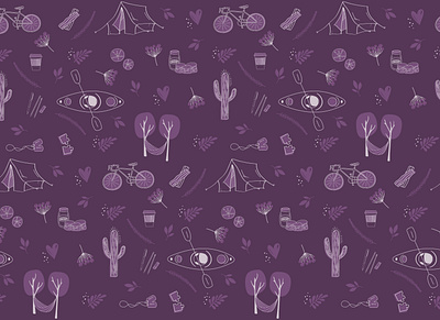 A few of our favorite things - Wedding pattern bacon bicycke biscuits cactus camping dog tags hammock honey illustration kayak outdoors pattern purple puzzel sand dollars ten vector wedding