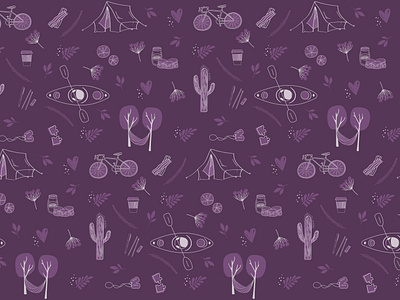 A few of our favorite things - Wedding pattern bacon bicycke biscuits cactus camping dog tags hammock honey illustration kayak outdoors pattern purple puzzel sand dollars ten vector wedding