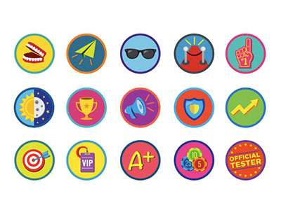 Icon Development badges colorful design flat icon graphic icons illustrations playful