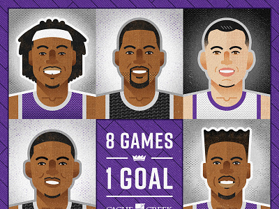 8 Games, 1 Goal! basketball hardwood hoops illustration kings purple sacramento
