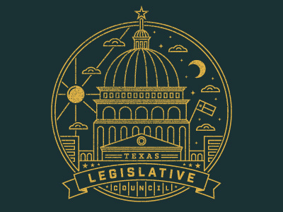 Capitol Illustration austin banner capitol council flag legislative linework monoweight moon star sun texas