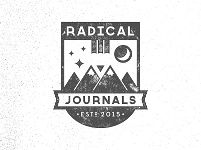 New Radicals banner distressed journal logo mountains pencil radical stars