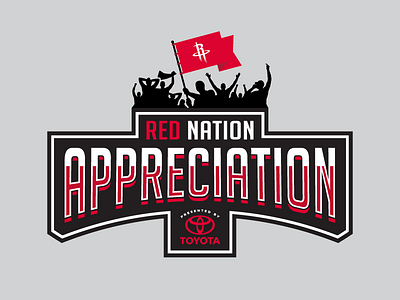 Red Nation Appreciation Logo basketball crowd fans flag hoops houston nation red rockets toyota