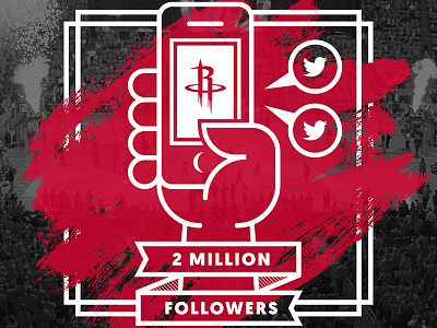 2 Million Twitter Followers basketball houston icon illustration paint red rockets social media twitter