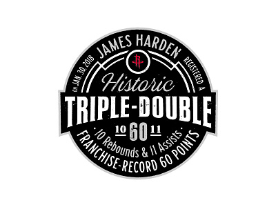 Historic Triple Double black and white harden houston rockets type typography