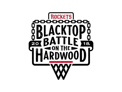 Blacktop Battle on the Hardwood Logo basketball battle blacktop chains hardwood hoops houston rockets typography
