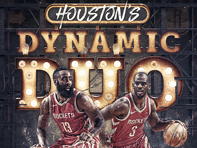 Dynamic Duo Poster basketball chris paul cp3 harden houston marquee nba poster rockets sports