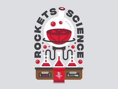 WIP Rockets Science Logo banner basketball beaker bubbles houston red rockets science scientist