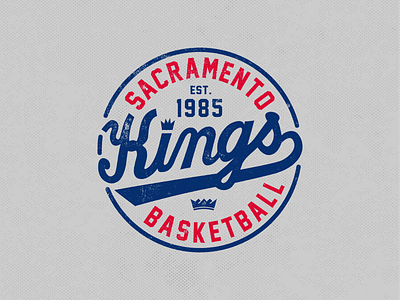 Kings Merch anniversary basketball blue circle crown design kings red sacramento script