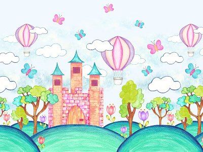 Watercolor illustrations for children's pattern