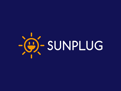 Sun Plug Logo brand branding design energy energy logo flat happy identity logo nature power sun sunglasses sunset