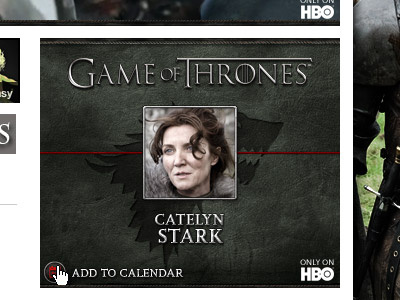 Catelyn Stark ad banner game of thrones guide hbo movie silver ui