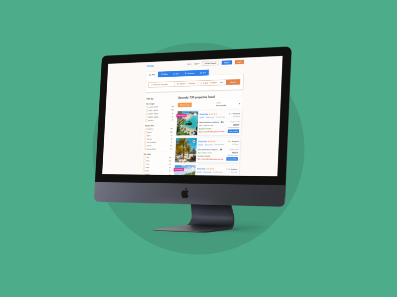 Holistay airbnb app design booking booking app flat design property search saas search search results ui ux design