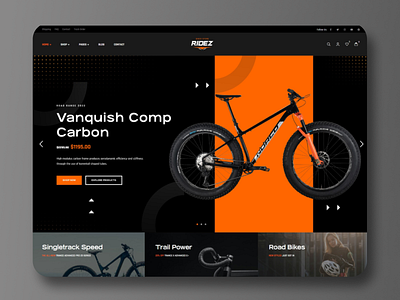 Homepage for Bike Store Online - Ridez - Bike Shop WP Theme