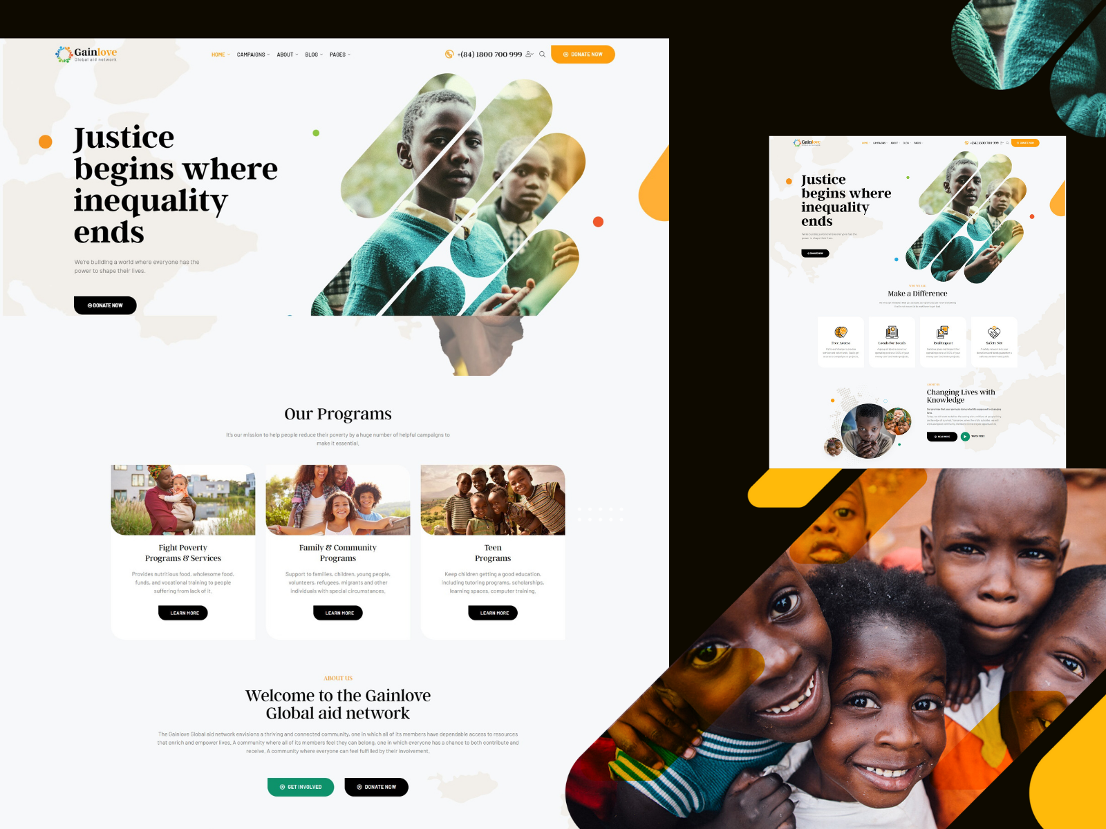 Homepage Charity Nonprofit Website Gainlove Charity Theme By