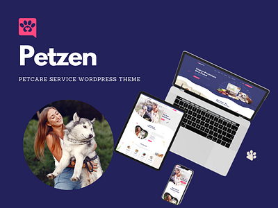 Homepage for Pet Care Service Website - Petzen Pet WP Theme dog food pet pet wp theme petcare petzen theme verterian veterinary wordpress wordpress theme