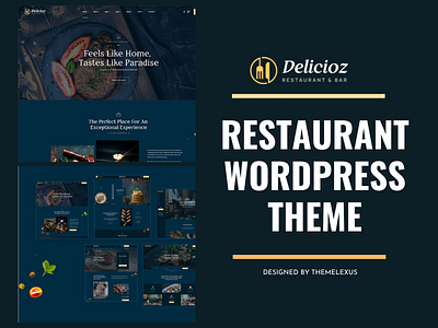 Homepage for Restaurant Website in WordPress - Delicioz WP Theme ecommerce ecommerce theme graphic design restaurant restaurant wordpress theme theme ui ux website design woocommerce wordpress wordpress ecommerce wordpress theme wp theme