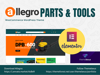 Landingpage for Auto Parts Website in WordPress - Allegro accessories allegro auto parts business online ecommerce equipment store manufacture store mechanical store uiux woocommerce wordpress theme