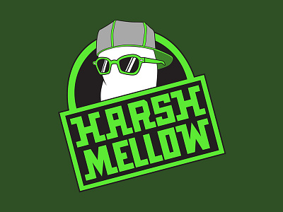 Harshmellow Logo glasses green hat marshmellow music vector