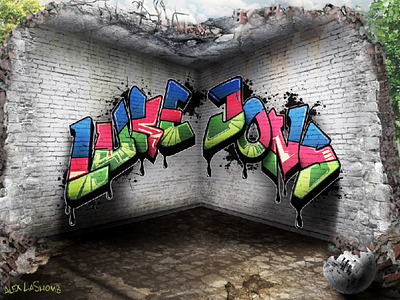Graffiti Logo Design - Luke Jons brick concept design graffiti illustration logo odeith paint perspective rubble