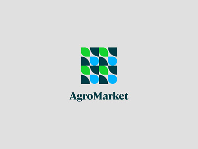 AgroMarket agro blue brand branding color drop green leaf logo logotype marca typography water