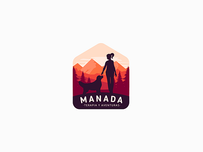 Manada Logo badge brand dog landscape logo marca naturaleza nature perro trainer training trekking