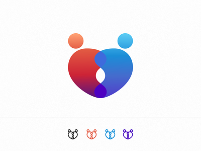 Inspira Proposal 02 bicolor blue brand branding color gradient hearth hug icon logo miniature orange red