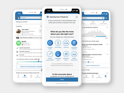 Satisfaction Predictor: LinkedIn concept job application job hunting linkedin mobile app mobile ui ratings recruiting survey