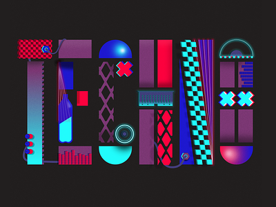 Techno / Type Illustration 3d dimension domestika illustration lettering modular music techno type typogaphy