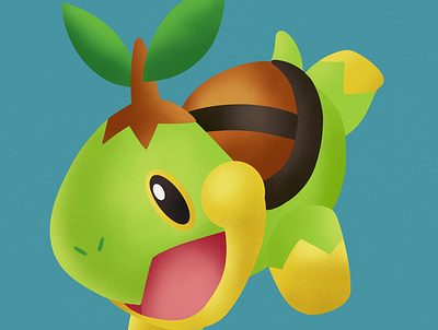 Turtwig animals anime cute design digital art drawing gaming illustration nintendo pokemon procreate turtle turtwing