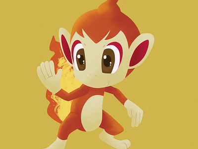 Chimchar animals anime chimchar chimpanzee cute design digital art gaming illustration monkey nintendo pokemon procreate