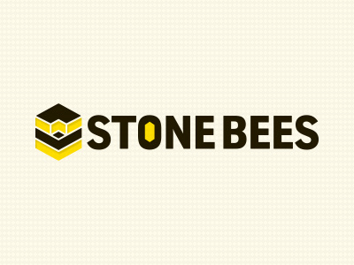 Stone Bees 01 bees custom type graphic design identity logo design logos mellow stone stone mason typograph wip yellow